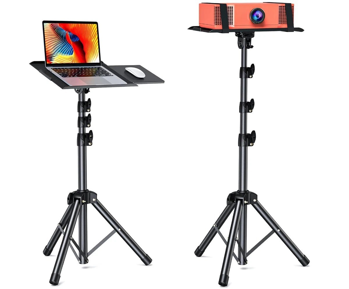 AMPS03 Adjustable Tripod Stand Laptop Projector 25-63" Metal Tray DJ Office