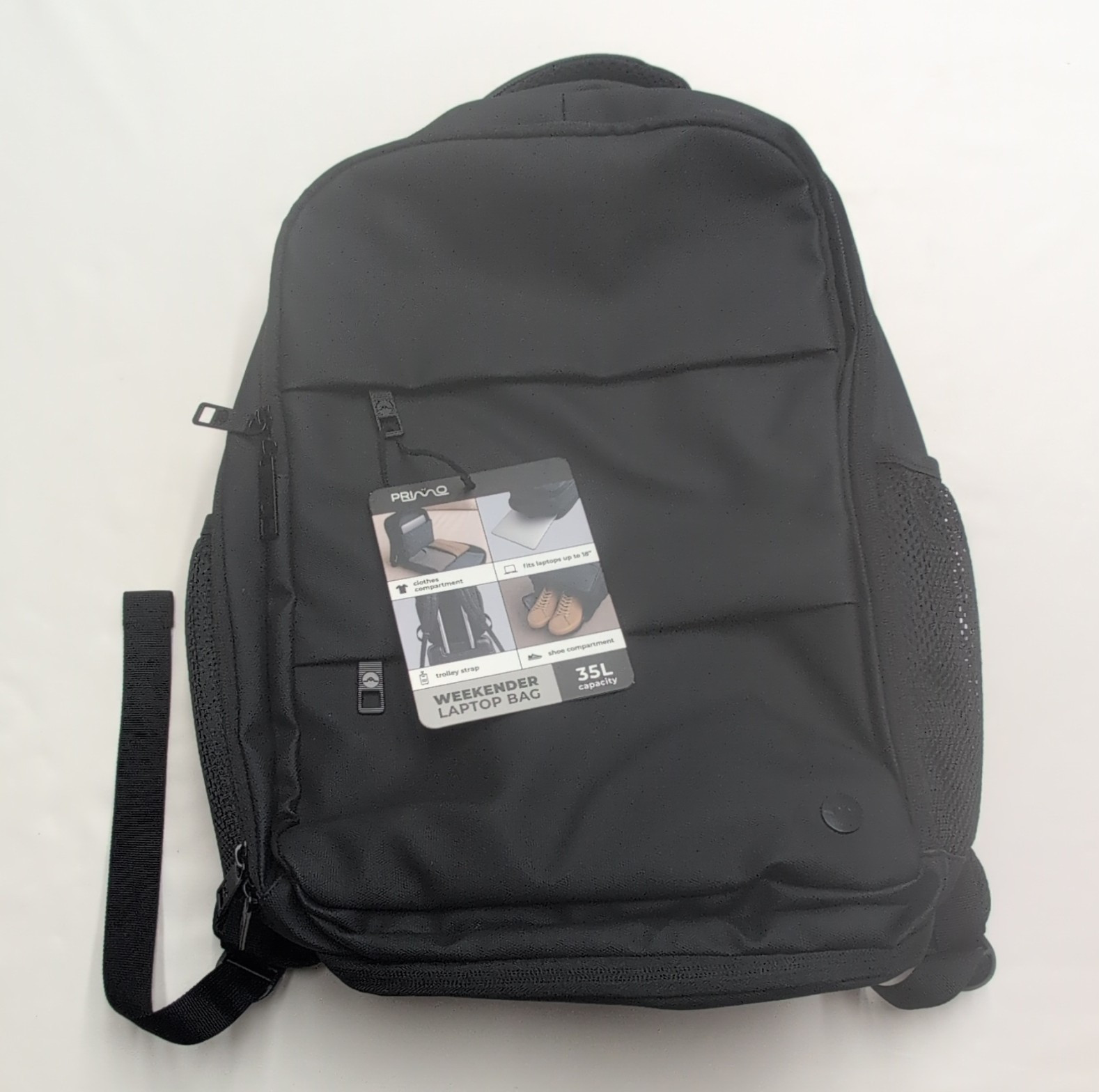 Primo Weekender 35L Laptop Backpack Black Fits Up to 18in Padded Trolley
