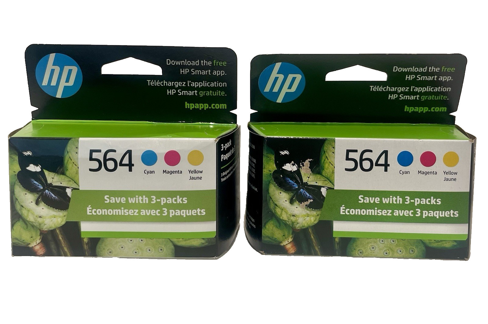 2) 3 Packs HP Hewlett Packard 564 Color Ink Cartridges BEST BY 07/25 AND 01/27