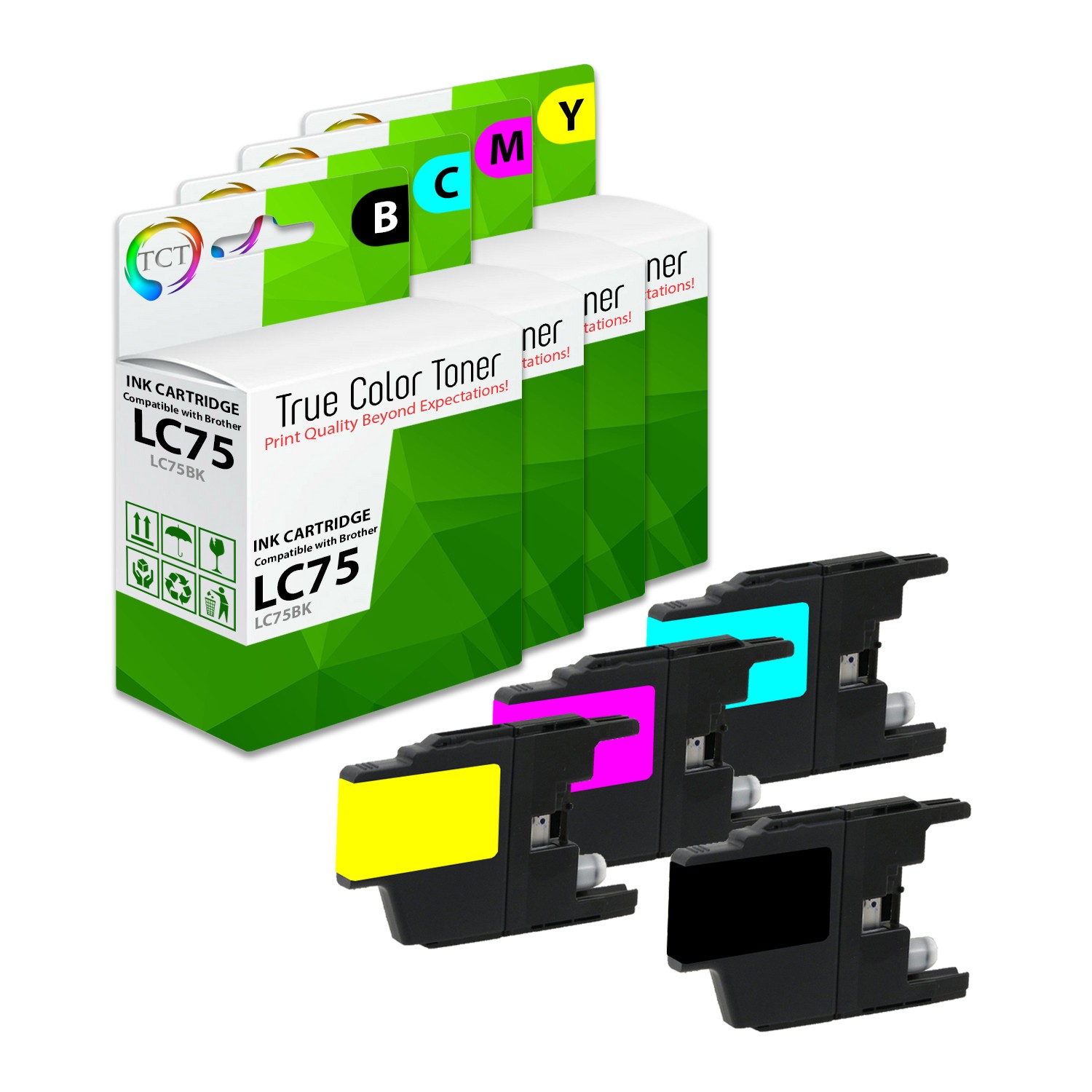 4Pk TCT LC75 LC75BK LC75C LC75M LC75Y HY For Brother MFC-J430W J825DW Comp Ink