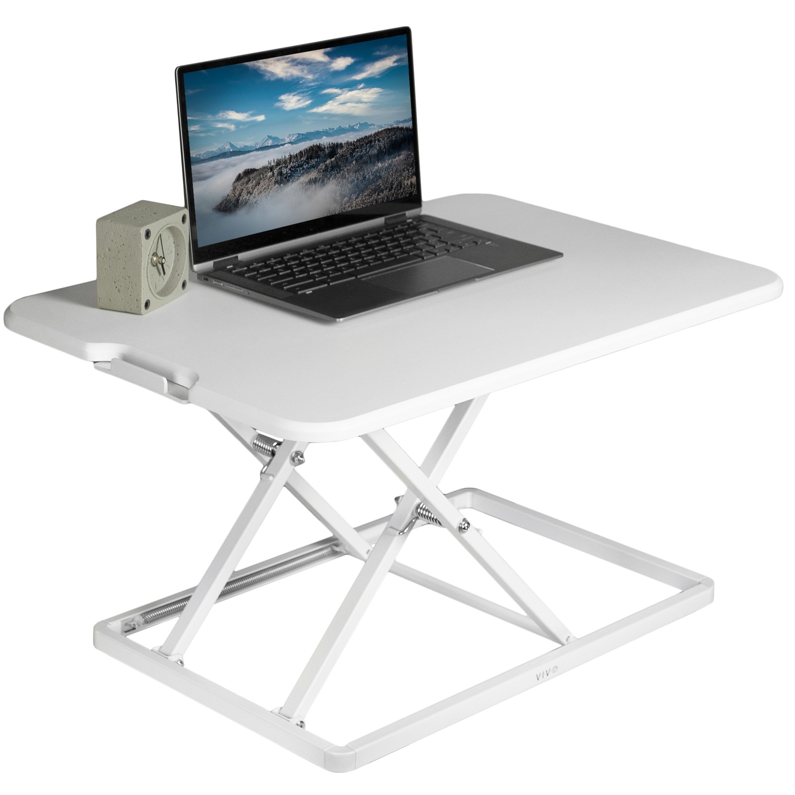 VIVO White Ultra Slim 26" Desktop Converter, Sit Stand Tabletop Monitor Riser