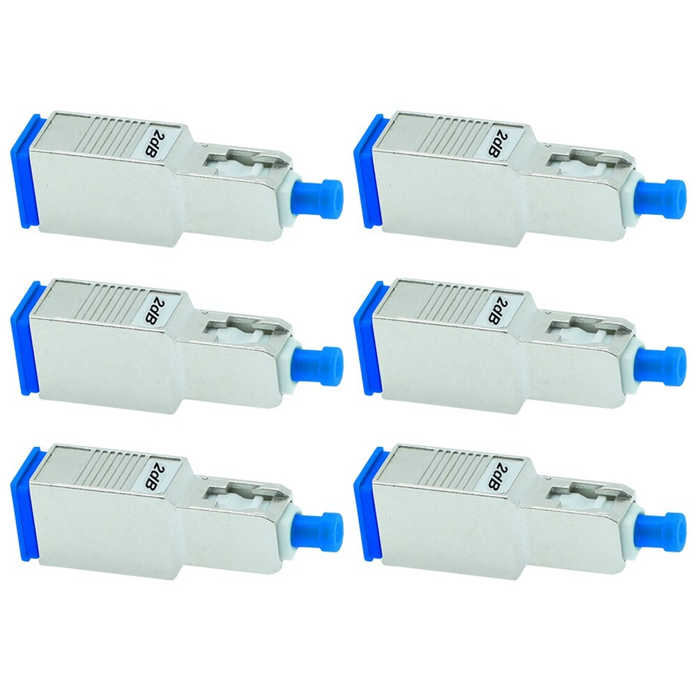 6 Pcs 2dB SC UPC Connector Fiber Optic Optical Single Mode Attenuator Metal Blue