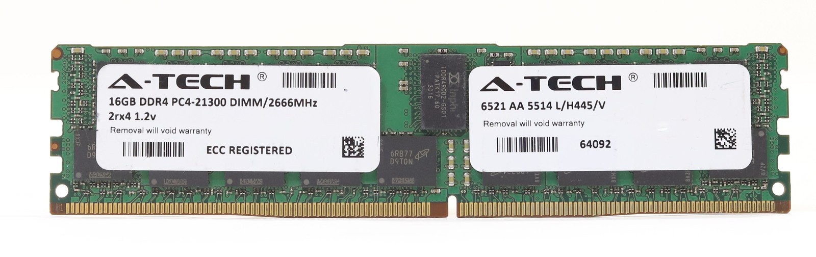 A-Tech 16GB 2Rx4 PC4-21300 DDR4-2666MHz ECC REG Server RAM P/N: 64092 L/H445/V