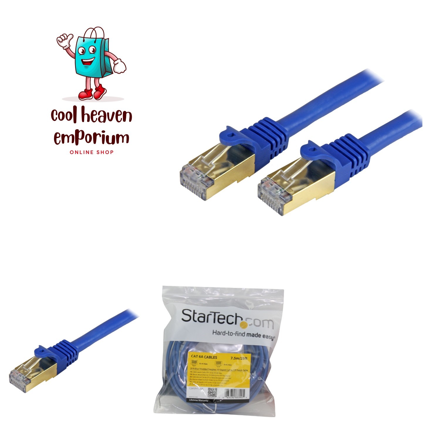 High-Performance 25ft Snagless Cat6a Ethernet Cable - 10G for Security Needs