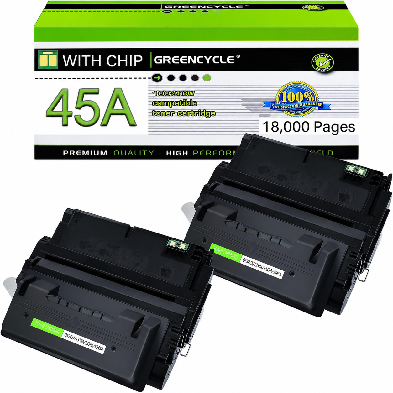 2PK High Yield Q5945A BK Toner Fits For HP 45A 4345xm 4345x 4345xs M4345xs MFP