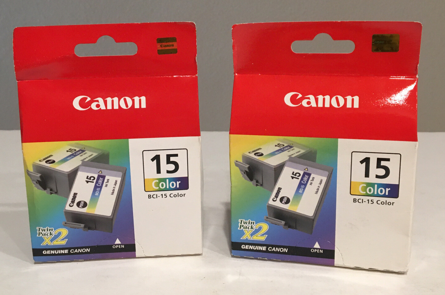 New Genuine Canon BCI-15 Color 2 PK Ink Cartridges PIXMA iP70 PIXMA iP80 2 pack