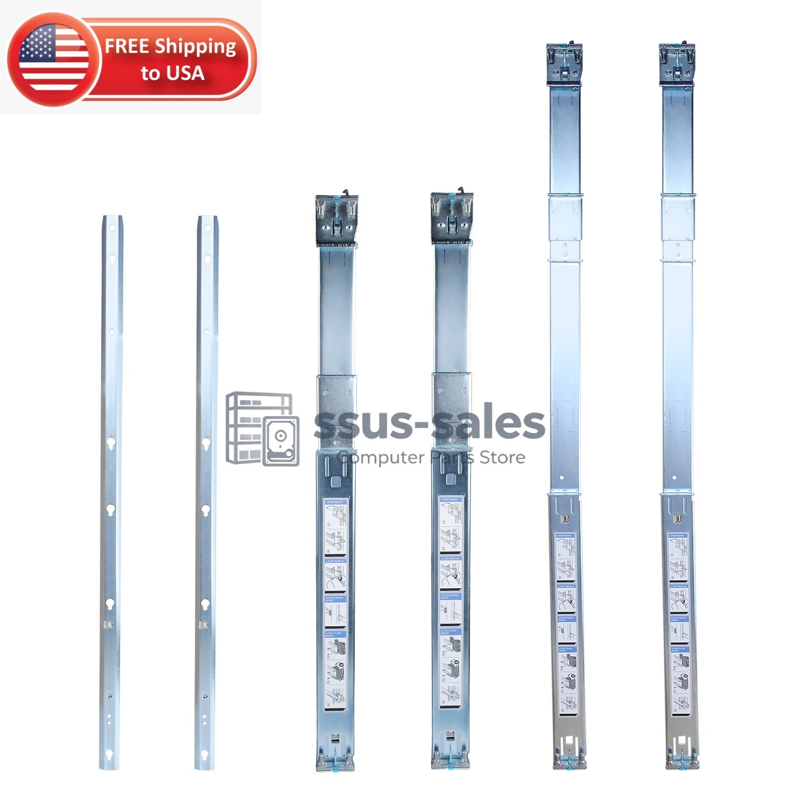 New OEM 0C597M C597M 1U Static Rail Kit For Dell R220 R230 R410 R420 R430 Server