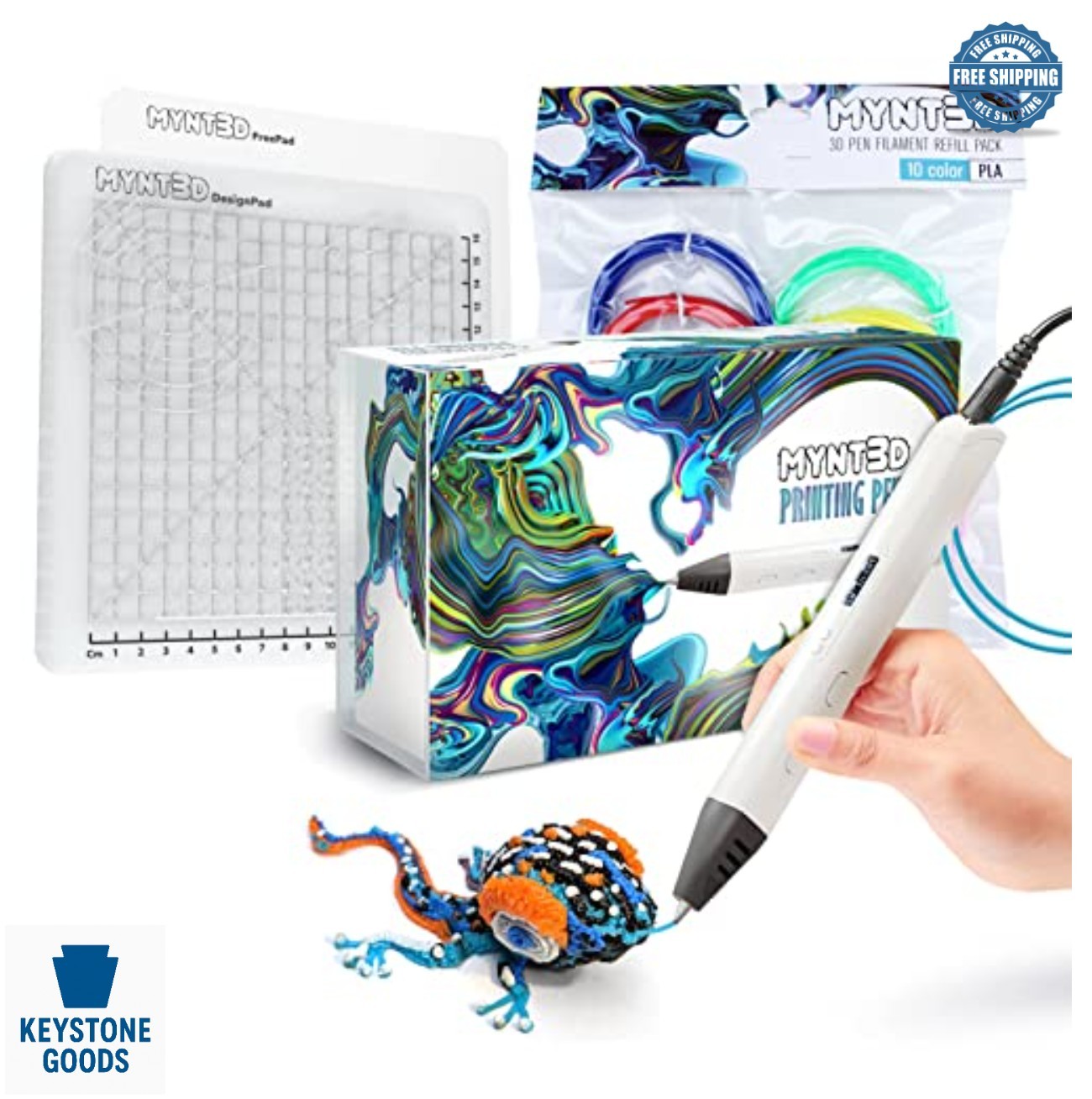 3D Pen Bundle with 10 PLA Filament Colors DesignPad Mat Kit Drawing Template