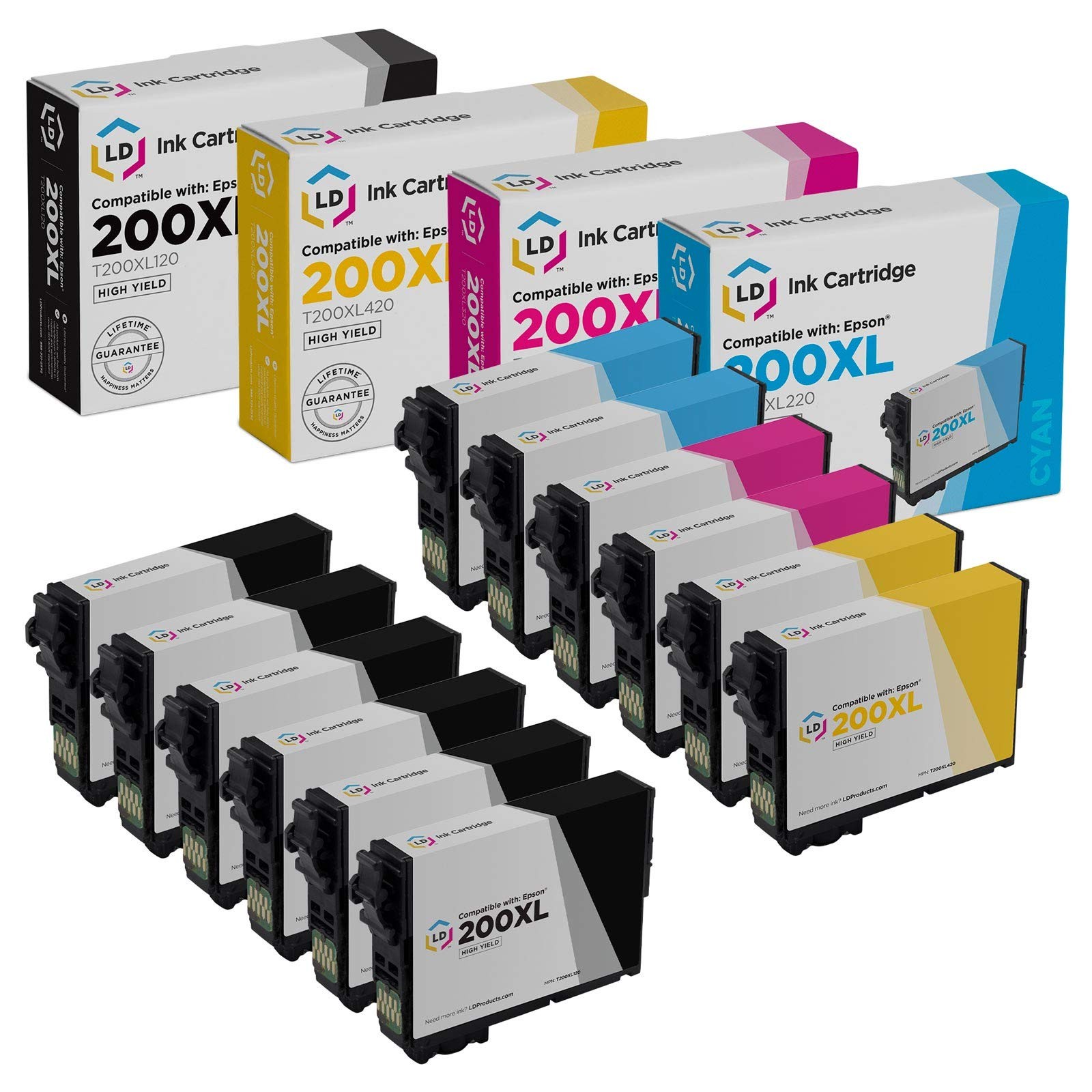 LD Ink Replacement for Epson 200XL 200 XL High Yield (6 B, 3 C, 3 M, 3 Y, 15-Pk)