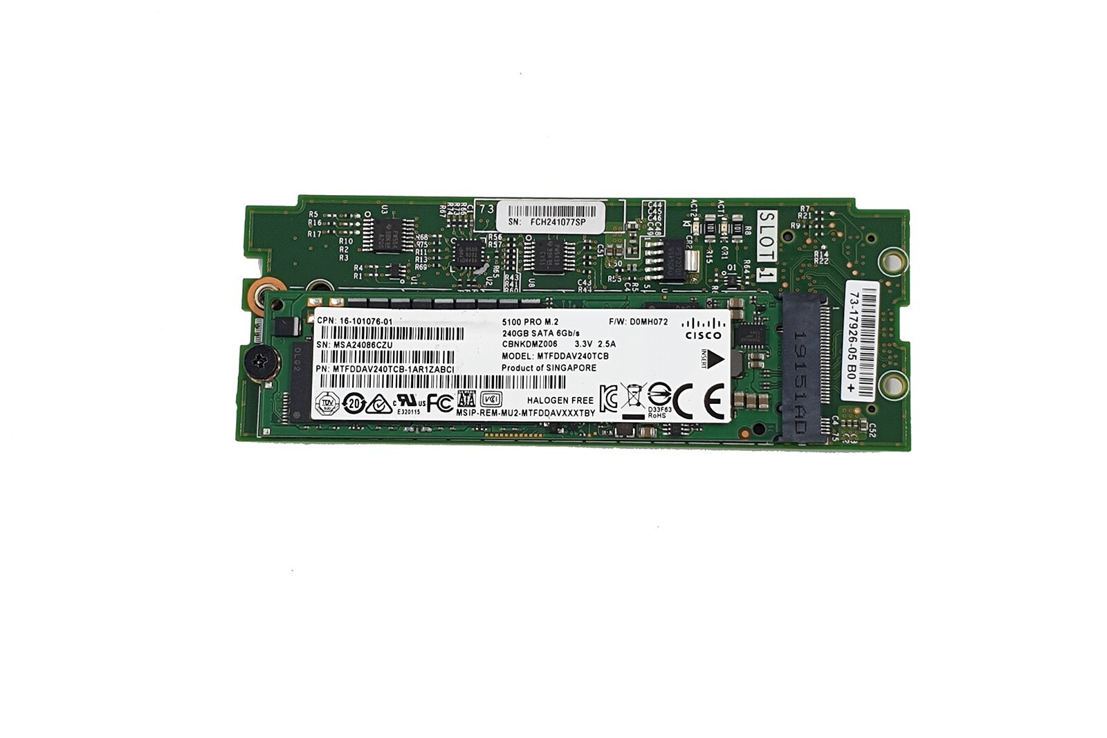 CISCO 73-17926-05 UCS-MSTOR-M2 MINI M.2 STORAGE CARRIER + 240GB SATA SSD