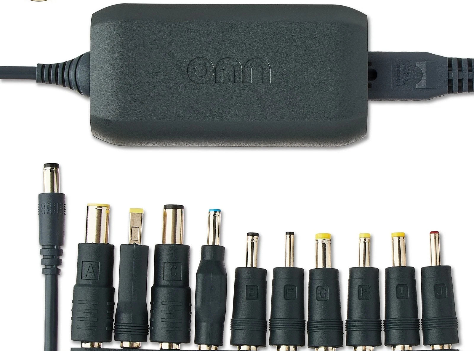 onn 65W Laptop Charger with 10 Interchangeable Tips, 10ft Power Cord,