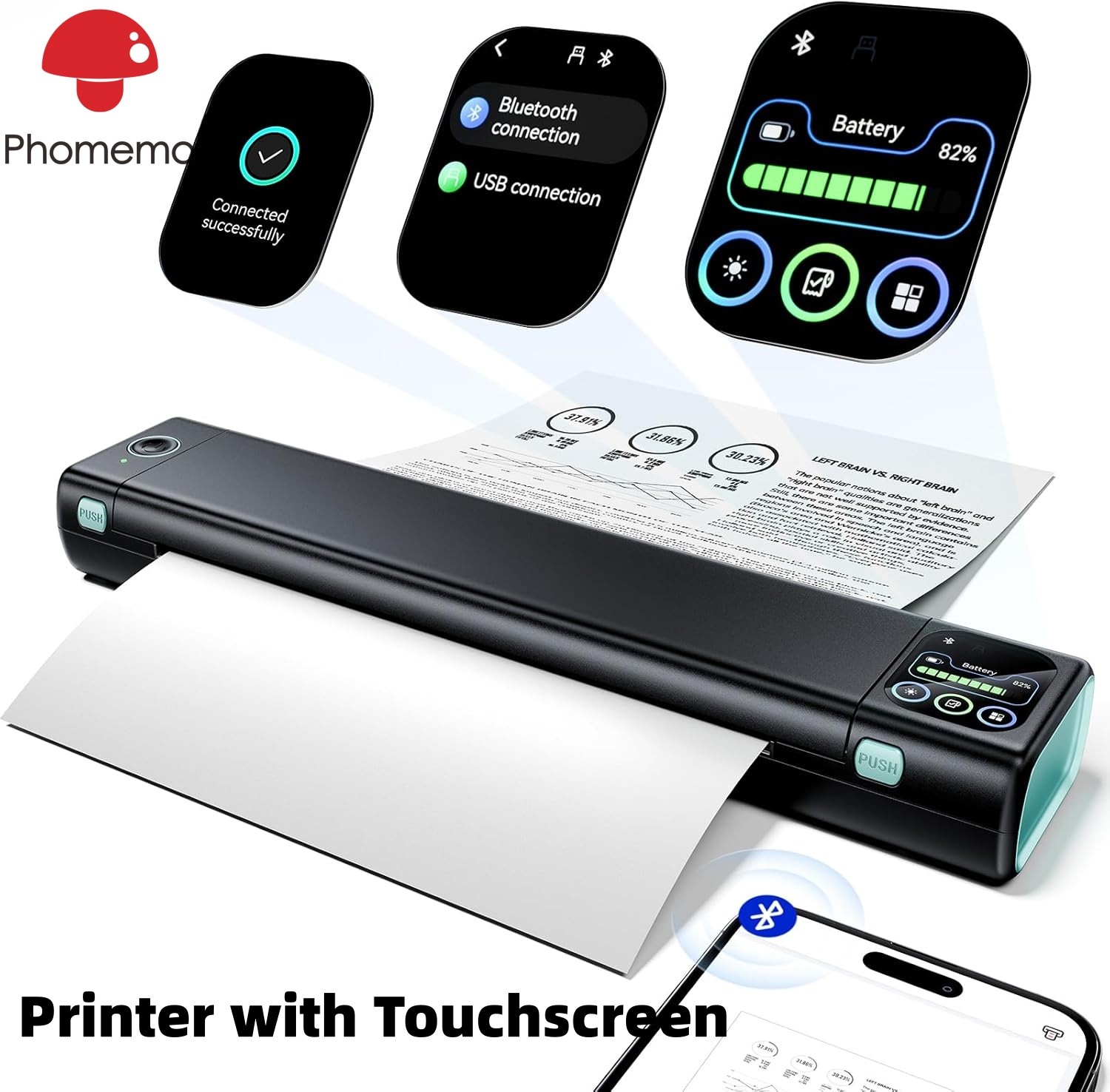 Phomemo M08D Portable Printer with Touchscreen Upgraded  Bluetooth Wireless New