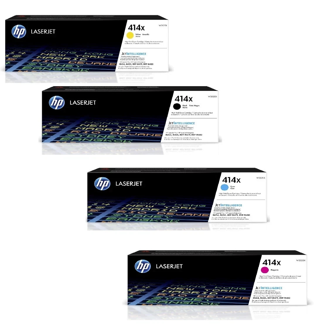 HP 414X Genuine OEM Toner 4-Pack High Yield CMYK W2020X W2021X W2022X W2023X
