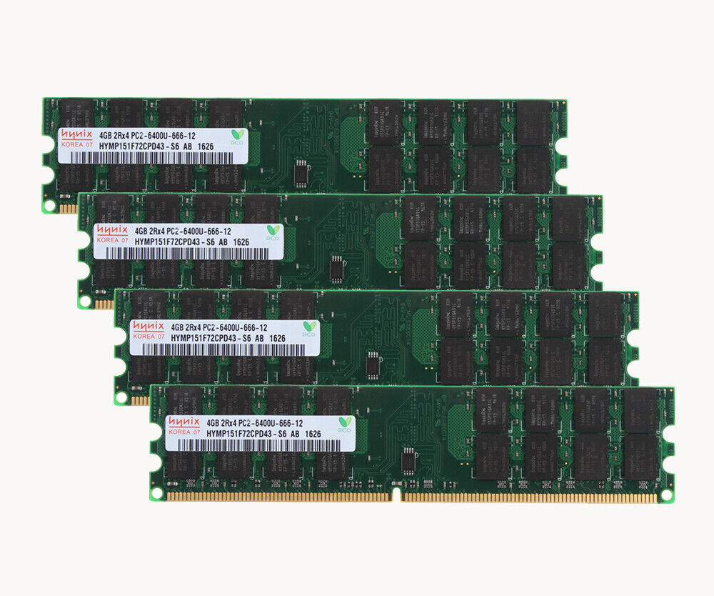 16 GB Hynix 16GB 4X 4GB PC2-6400U 2RX4 DDR2-800MHZ DIMM Memory Only Fr AMD,chips