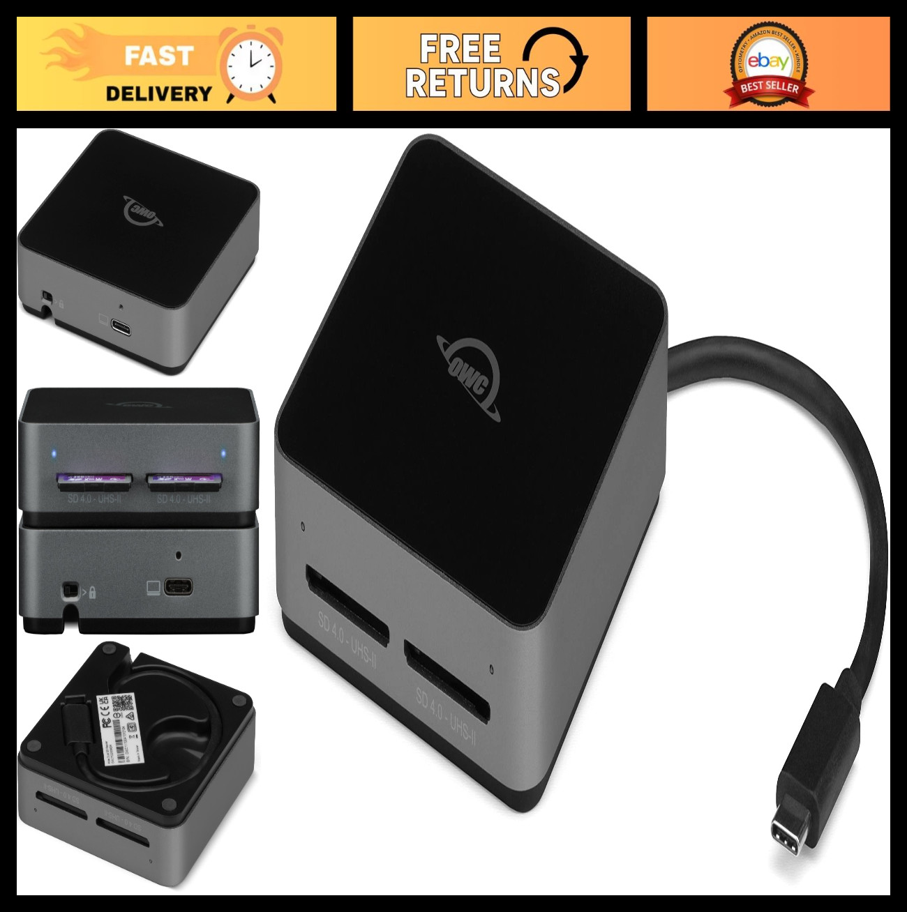Dual SD Card Reader USB-C 10Gb/s | Access Two SDXC UHS-II Cards Simultaneously -