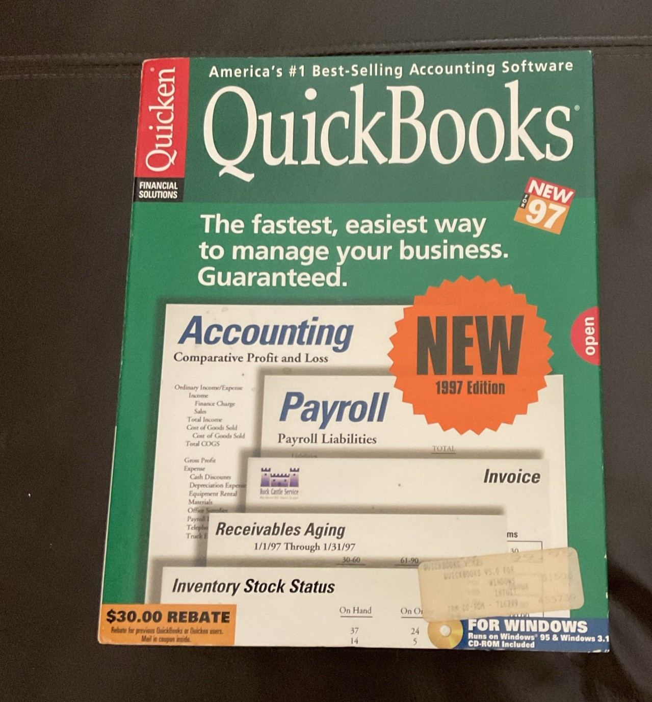 Quickbooks Version 5.0 for Windows  Early QB Vintage with CD & FD's