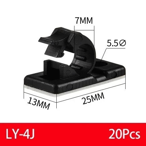 25x Cable Clips Adhesive Cord Management Organizer Wire Holders 0.5" Clamp Black
