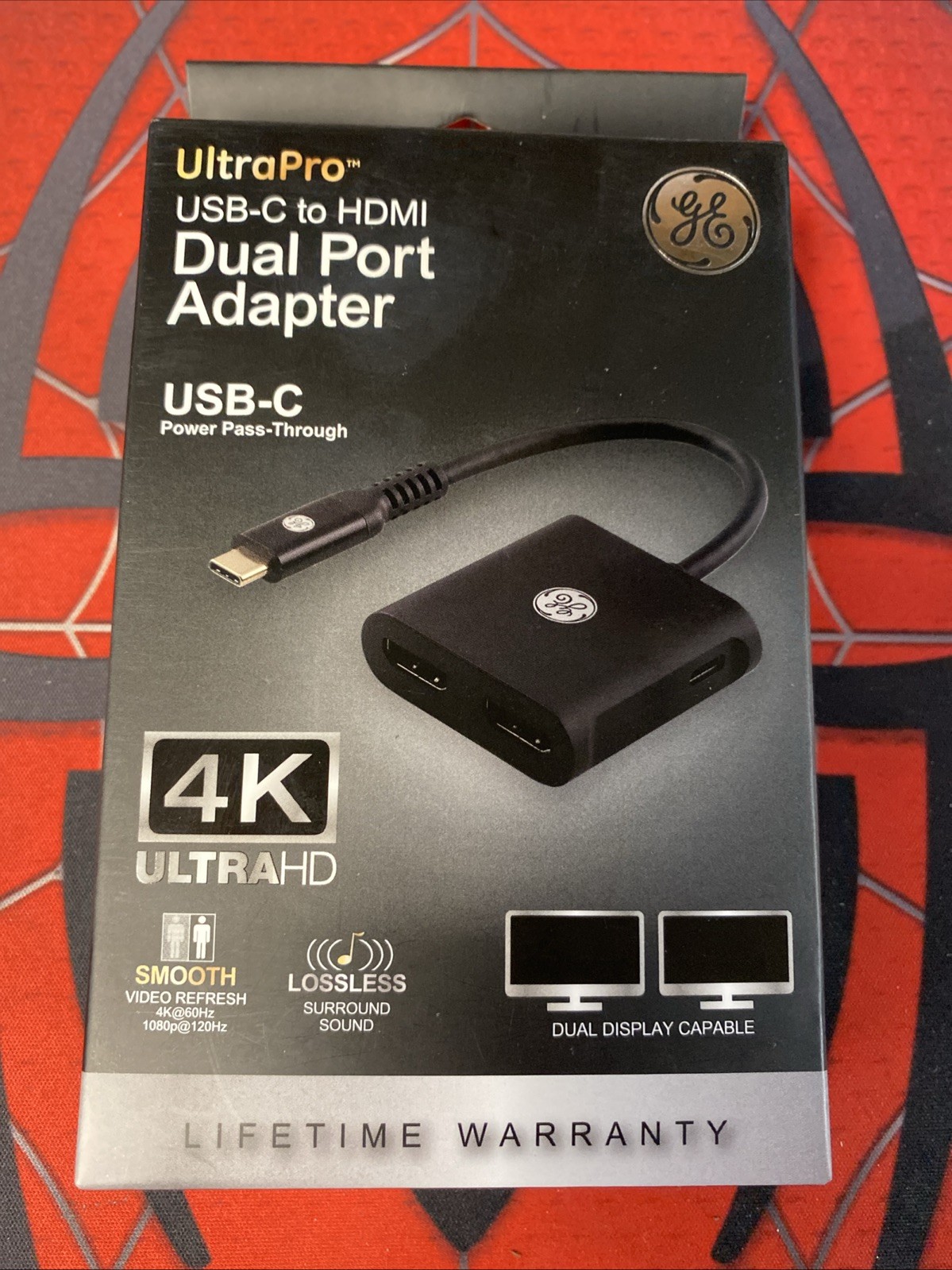 NEW GE ULTRAPRO USB-C to Dual Port HDMI Adapter BLACK 4K UltraHD