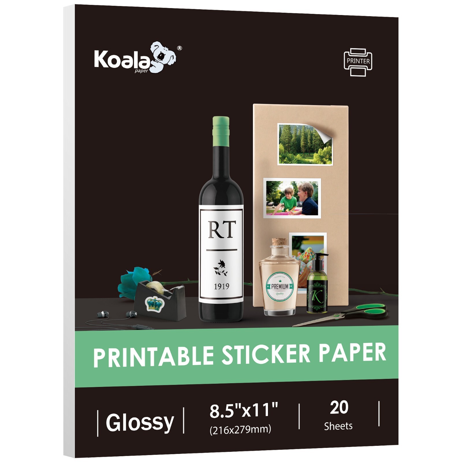 Lot 20-120 Koala Sticker Paper for Inkjet & Laser Glossy Adhesive Photo Paper