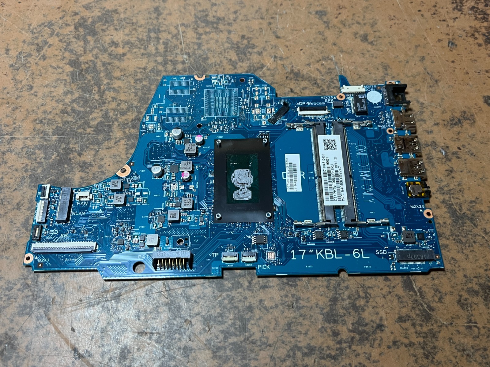 HP 17-BY0021DX 17T-BY000 Intel Core I5-7200U Motherboard L40643-001 L40829-601