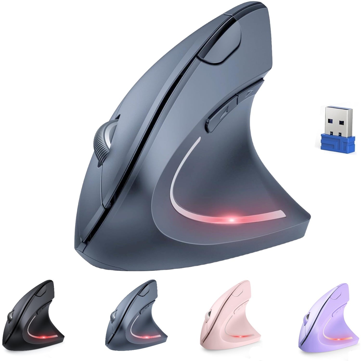 TECKNET 2.4G Ergonomic Mouse Vertical Wireless - 4800 DPI Optical Carpal Tunnel 