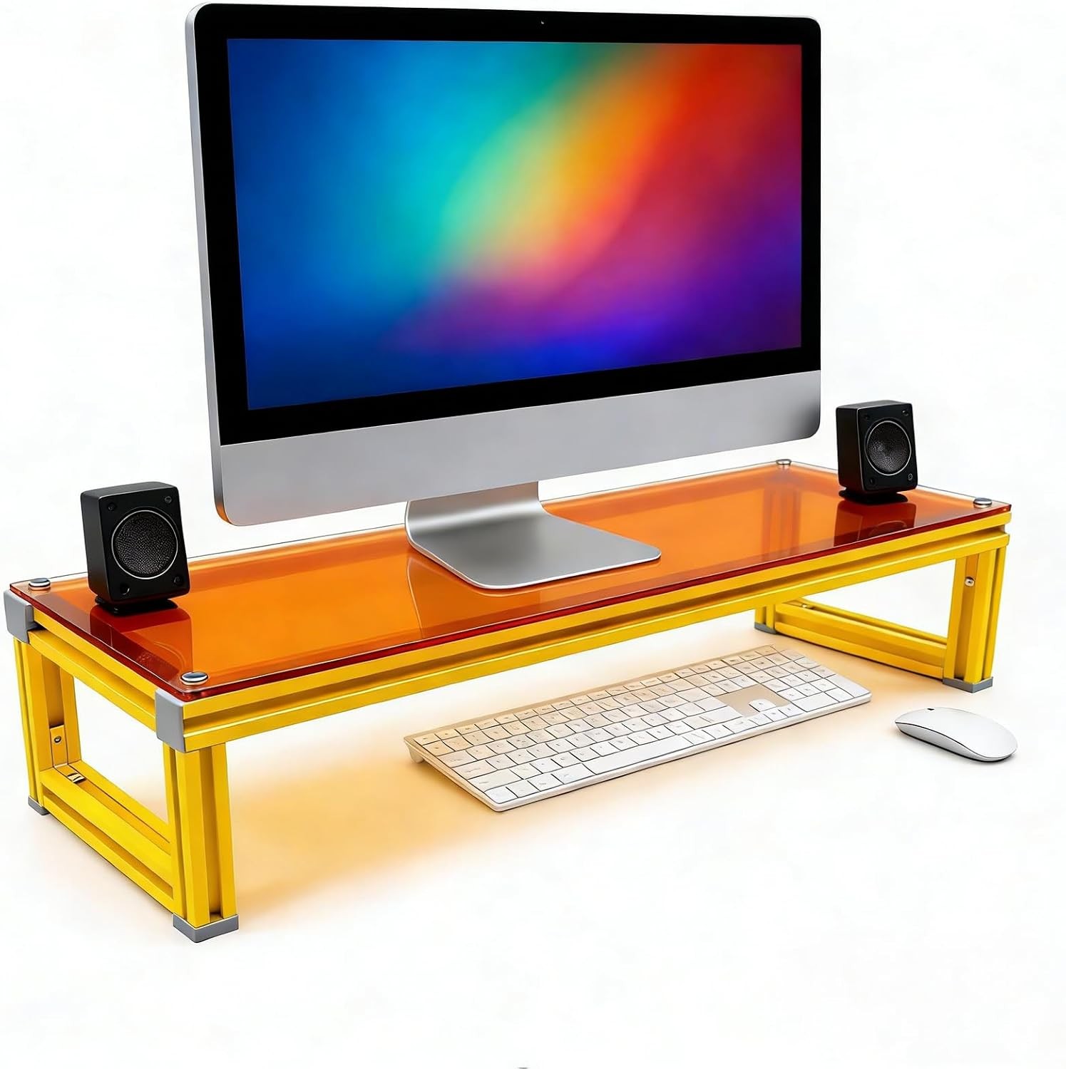 Monitor Stand Riser Acrylic & Aluminum, 23.6"×7.9"×4.1" Heavy-Duty Ergonomic ...