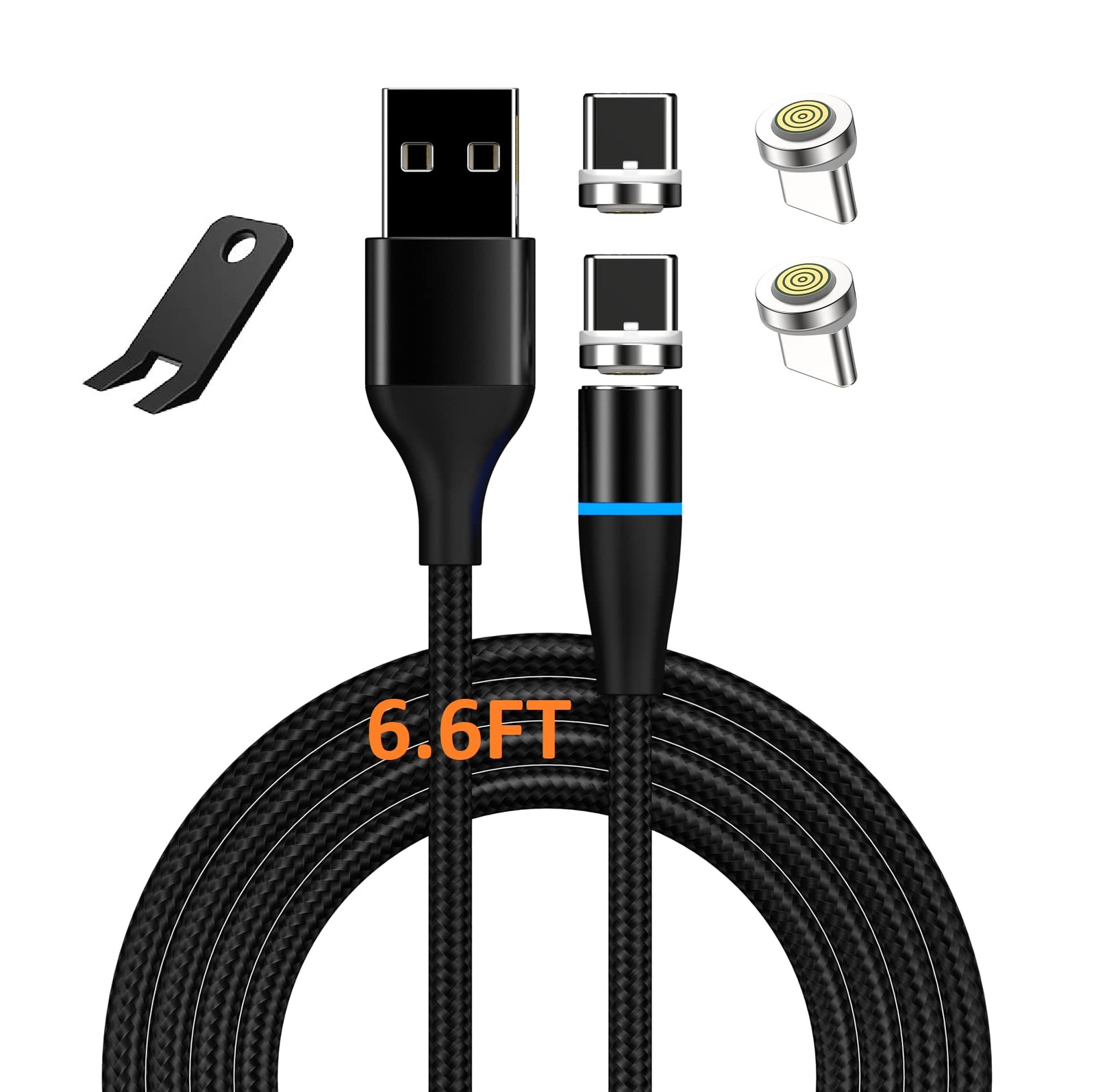 Boffdock 6.6Ft Fast Charging 6.6 feet, Magnetic Cable&4pcs Type C with 7 pin