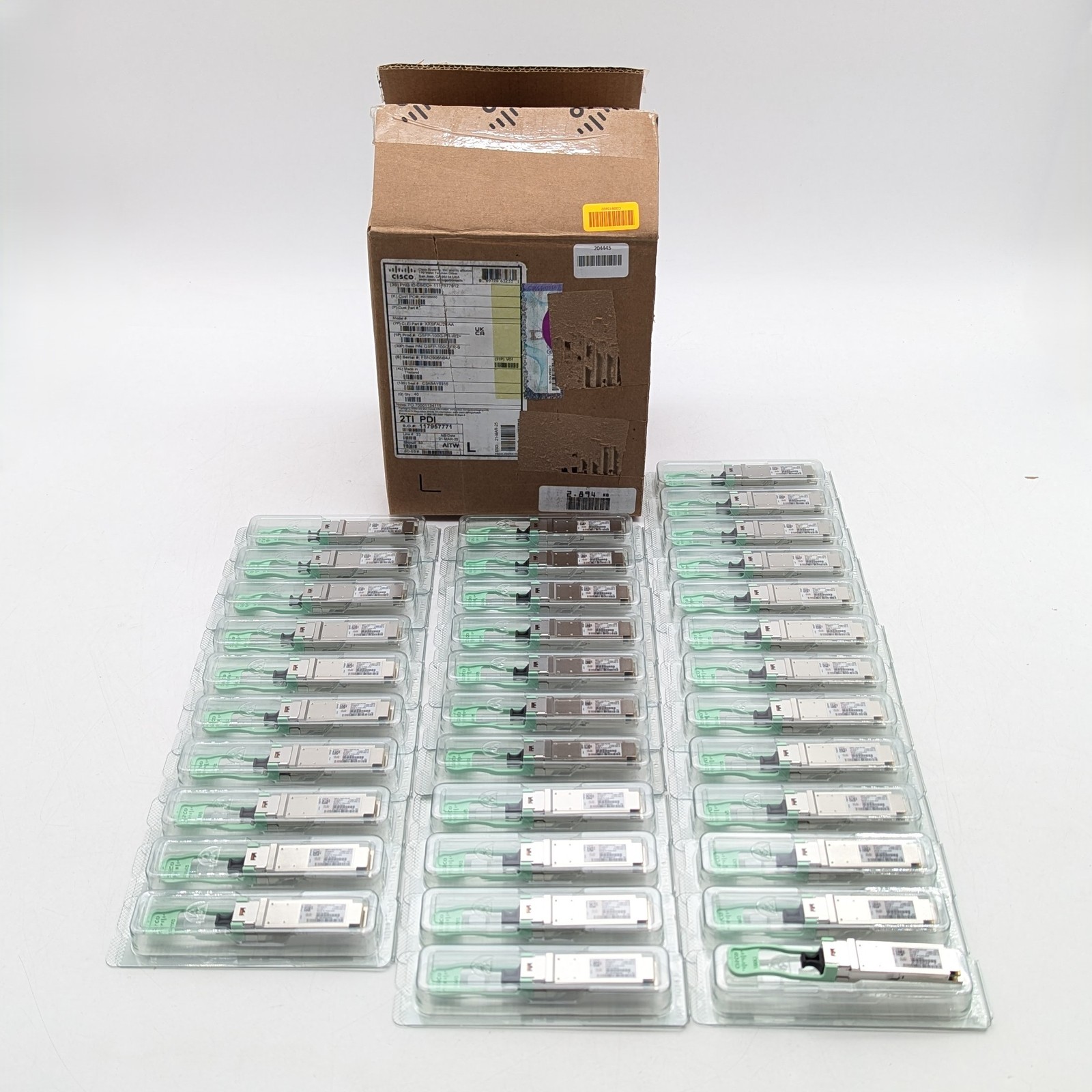 Cisco 100G QSFP28 Transceiver Module (QSFP-100G-FR-W2, 10-3659-01) Pack of 34