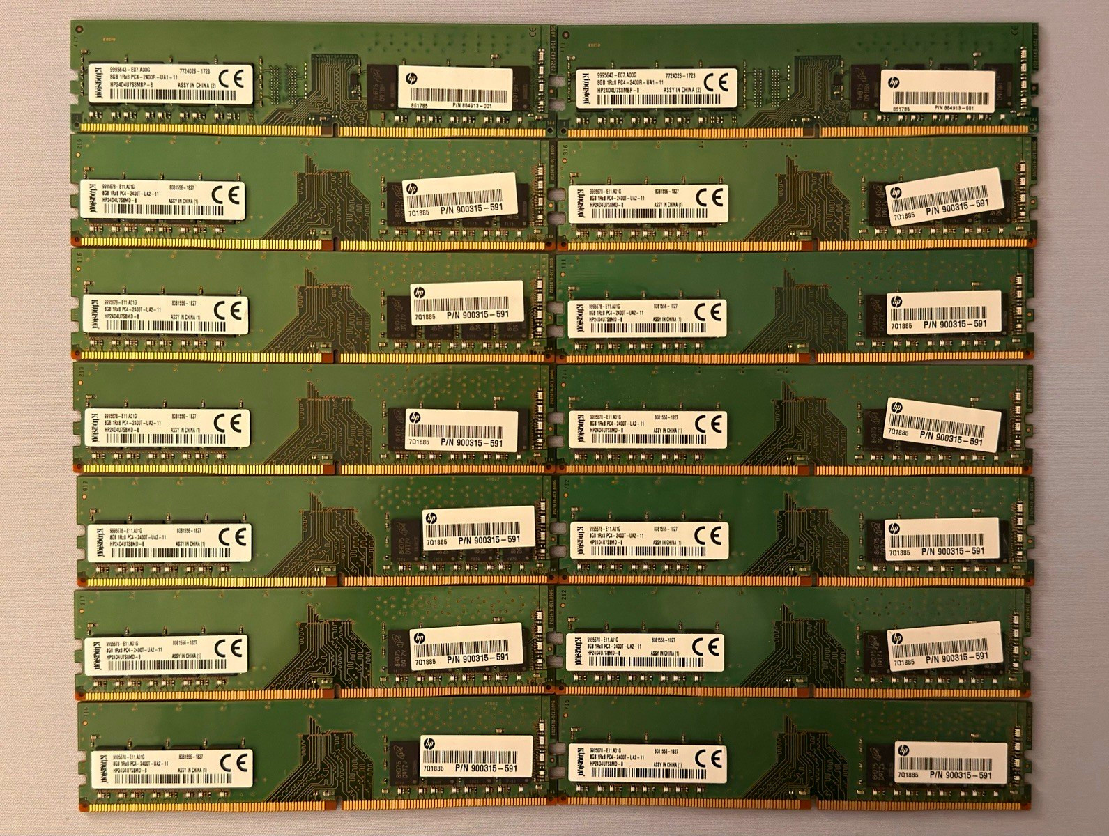 (Lot of 14) Kingston 8GB 1Rx8 PC4-2400T-UA2-11 Desktop Memory RAM HP24D4U7S8MD-8