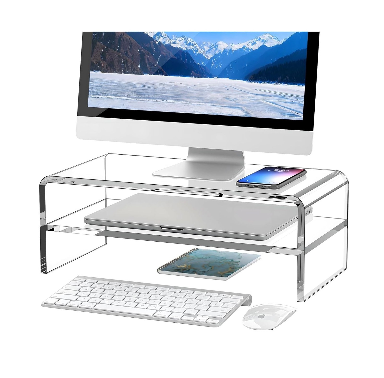 Egchi Clear Acrylic Monitor Stand Riser 2 Tier, 5.12 Inches Hig... FAST USA SHIP