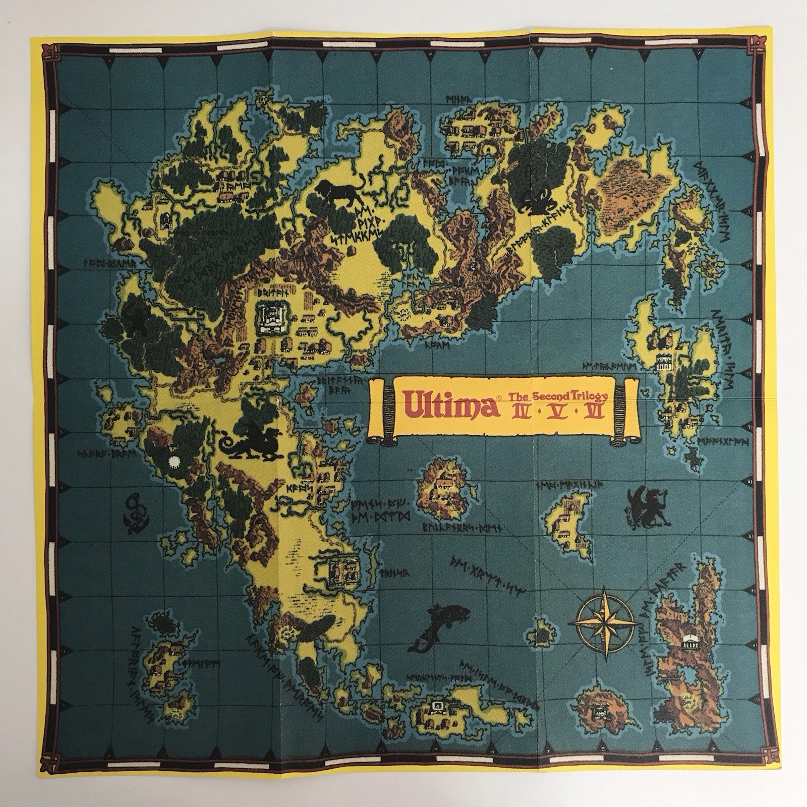 RARE Ultima The Second Trilogy IV V VI 4 5 6 Folded Cardstock Map 16”X16” 