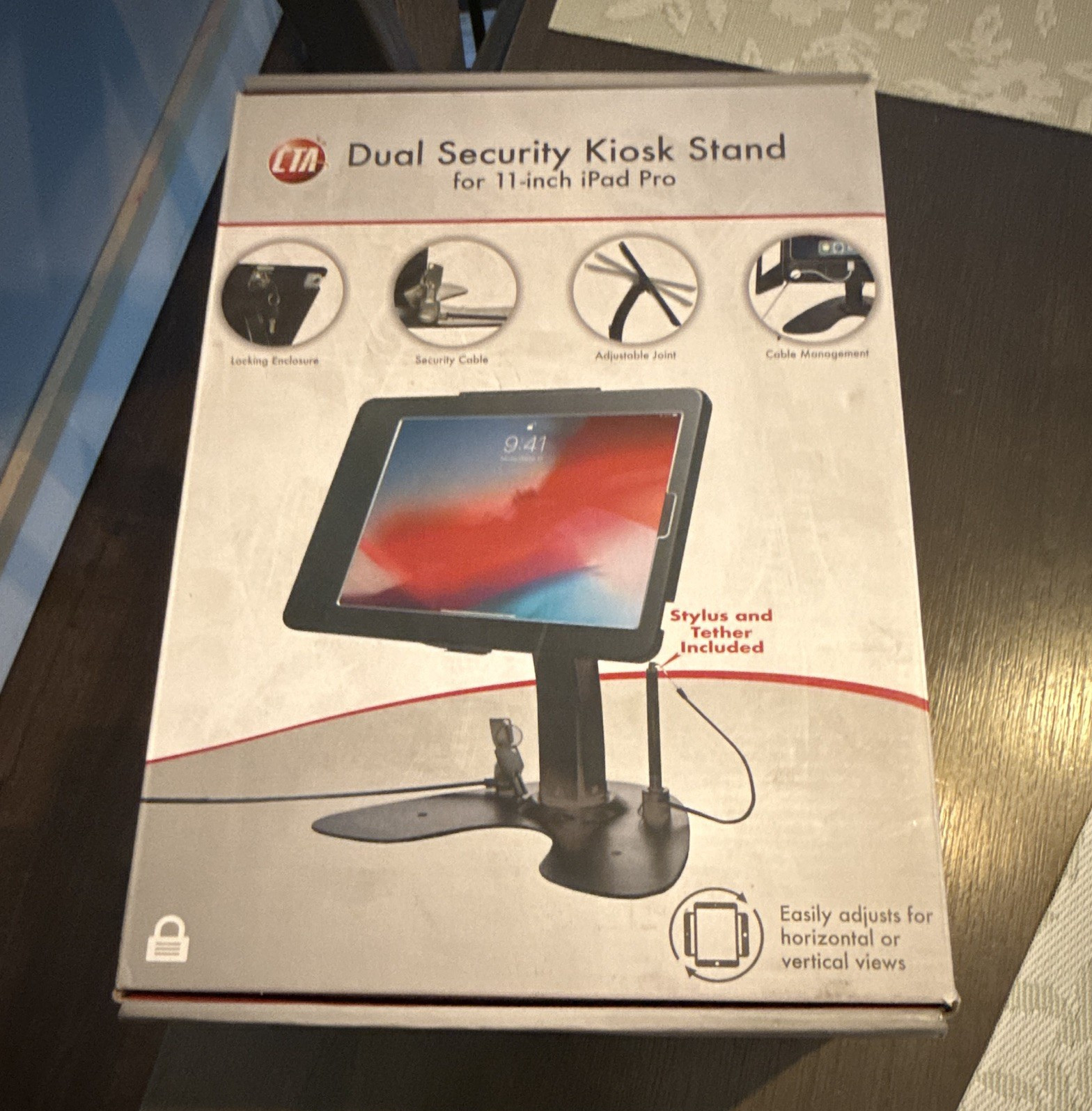 CTA Dual Security Kiosk Stand Black for Apple iPad Pro 11in Adjustable
