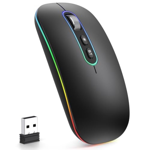 Wireless Mouse BT 5.1+2.4G Silent Type-C Rechargeable Portable Compact