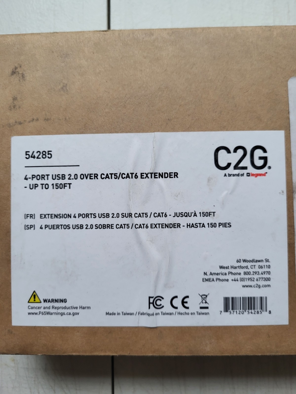 NEW C2G 54285 4 Port USB 2.0 Over Cat5/Cat6 Extender Extension up to 150ft