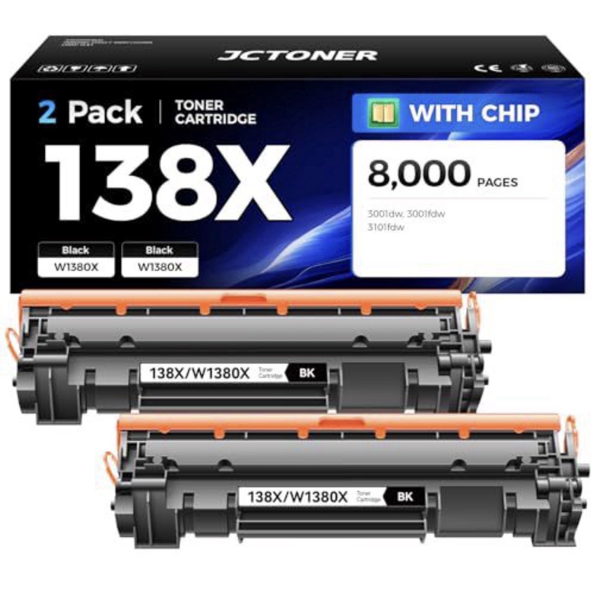 138X Toner Cartridge Replacement for HP 138X W1380X 138A W1380A Toner Cartridge