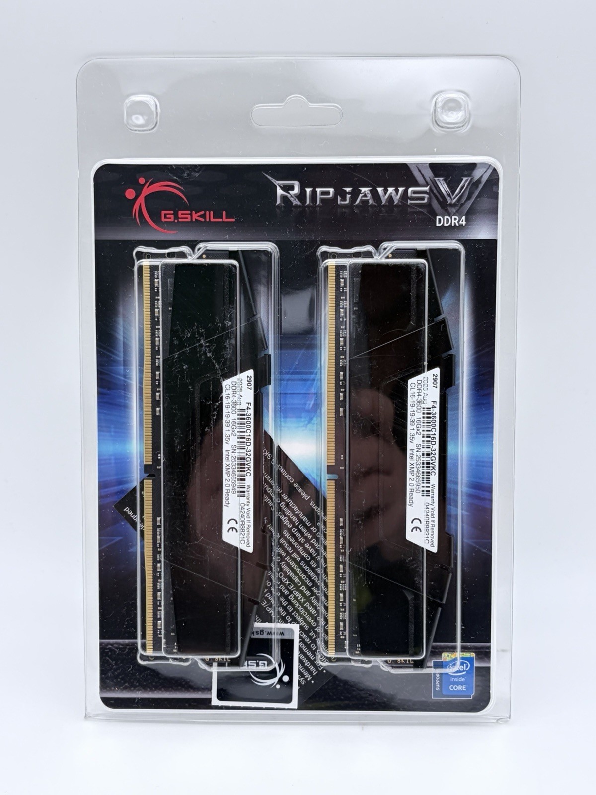 SKILL Ripjaws V 32GB (2x16GB) DDR4-3600 CL16 RAM Kit - F4-3600C16D-32GVKC - New