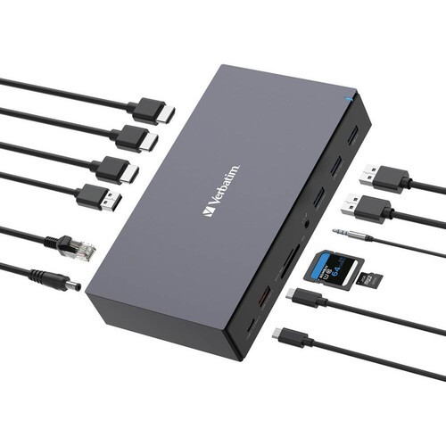 Verbatim USB-C Pro Docking Station 17 Port 3x HDMI 2x DP 8K 100W PD CDS-17 32172