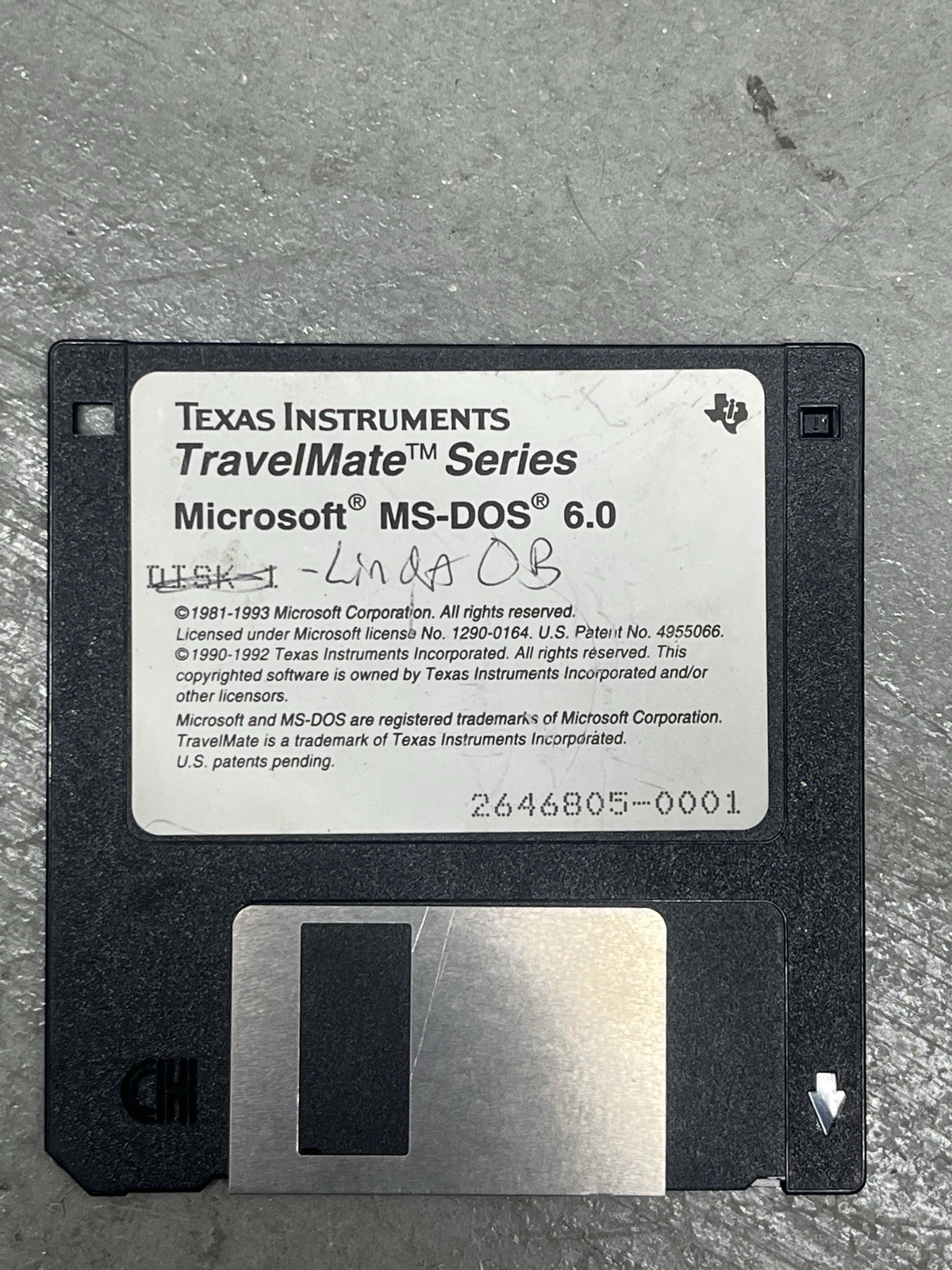 Texas Instruments TravelMate Series Microsoft MS-DOS 6.0 Floppy Software Disc 