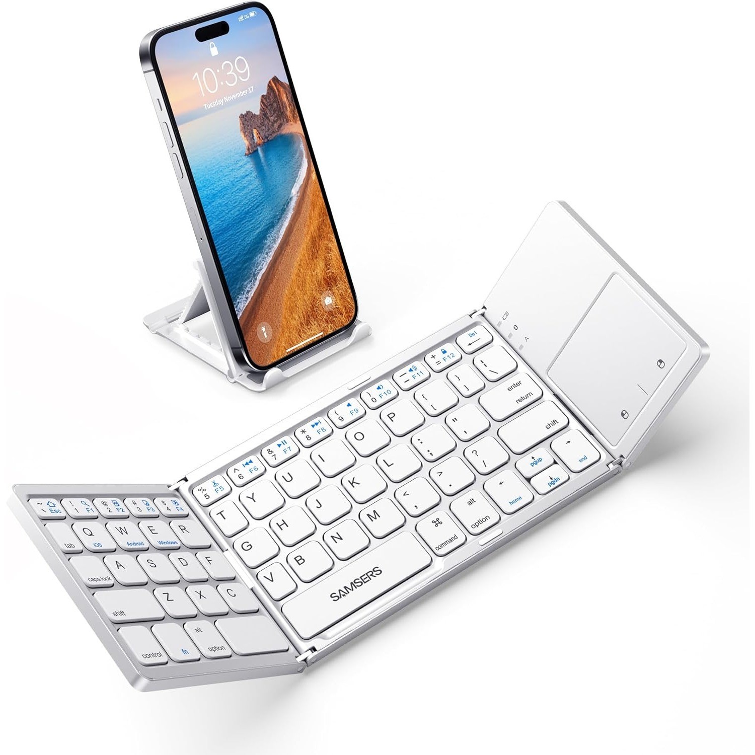 Foldable Bluetooth Keyboard with Touchpad Full Size Folding Wireless iPad Laptop