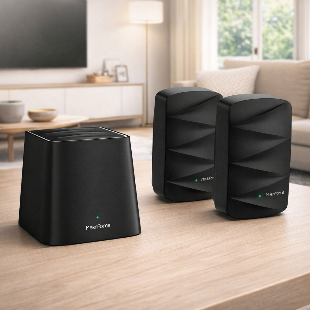 MeshForce M3 Whole Home Mesh WiFi System + 2 M3 Dot Extenders – Dual Band AC1200