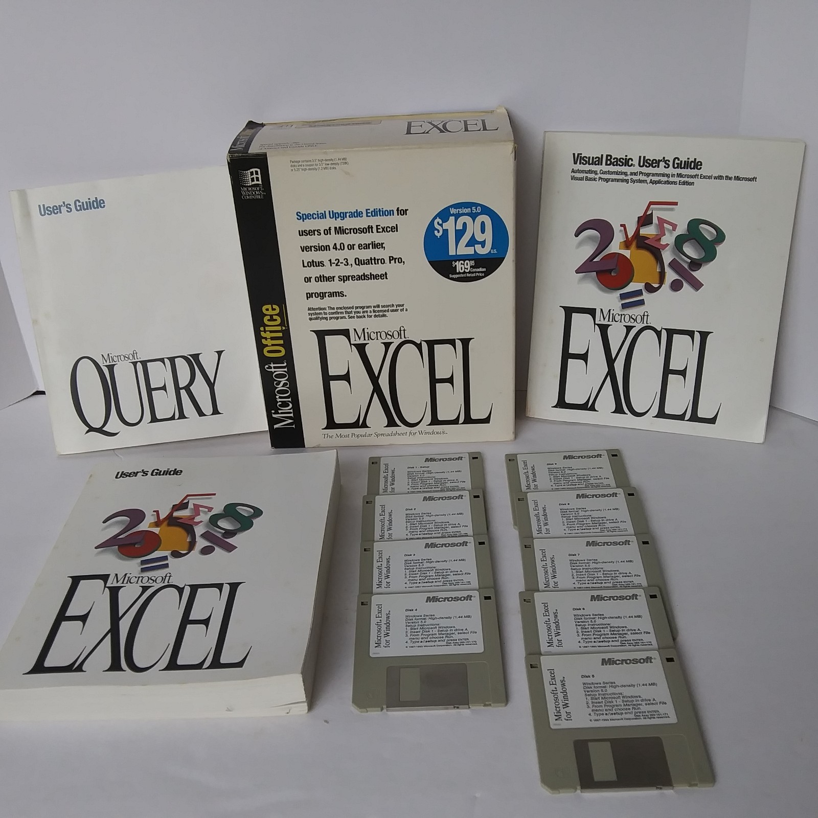Microsoft Excel 5.0 Upgrade w/ Disks, Manuals, Query & Visual Basic User Guides
