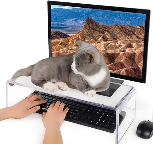 Keyboard Cover & Laptop Stand Riser, Clear Acrylic, 20x7.1x4.7 Inches