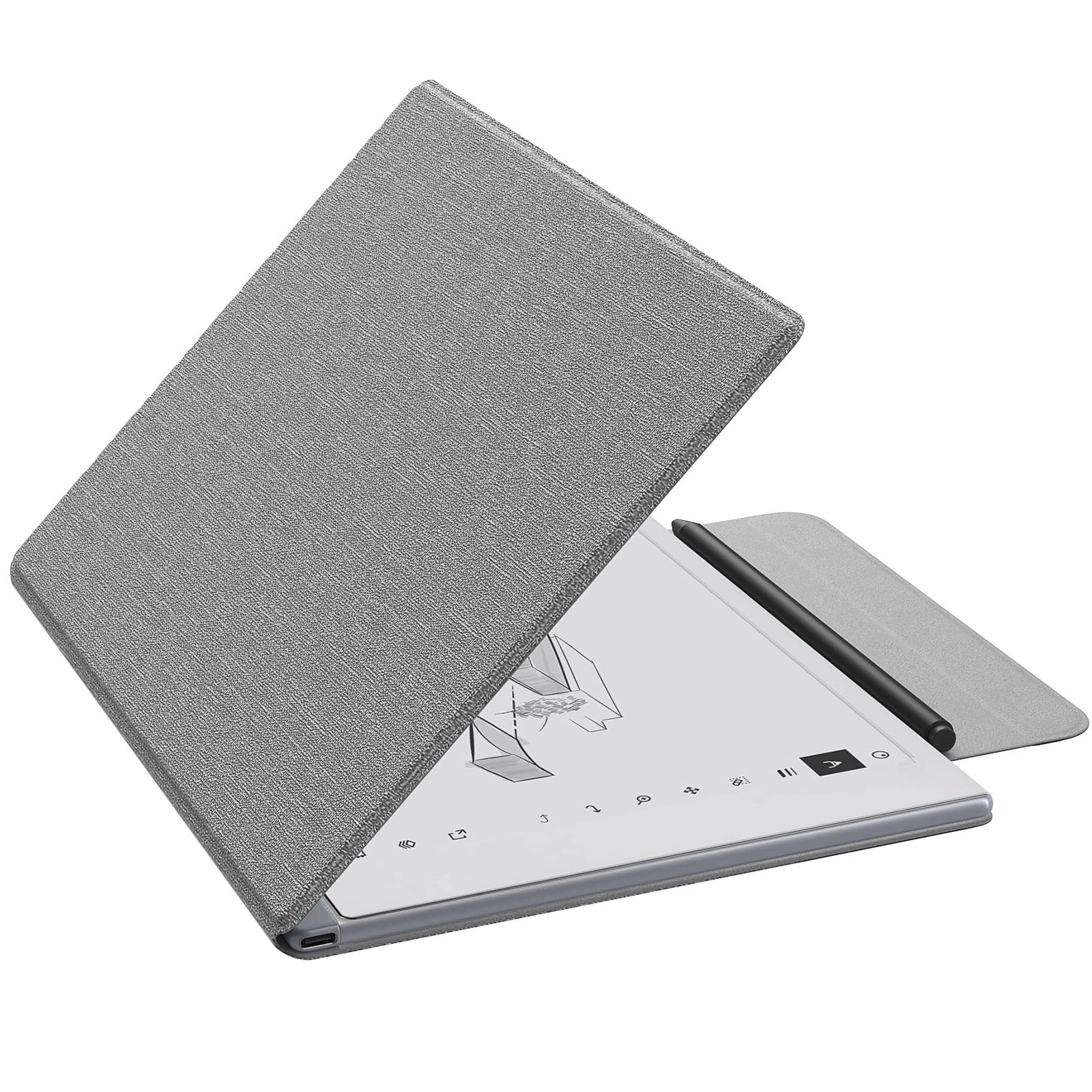 MoKo Stand Case for reMarkable 2 10.3" 2020 Denim Gray Pen Holder Faux Leather