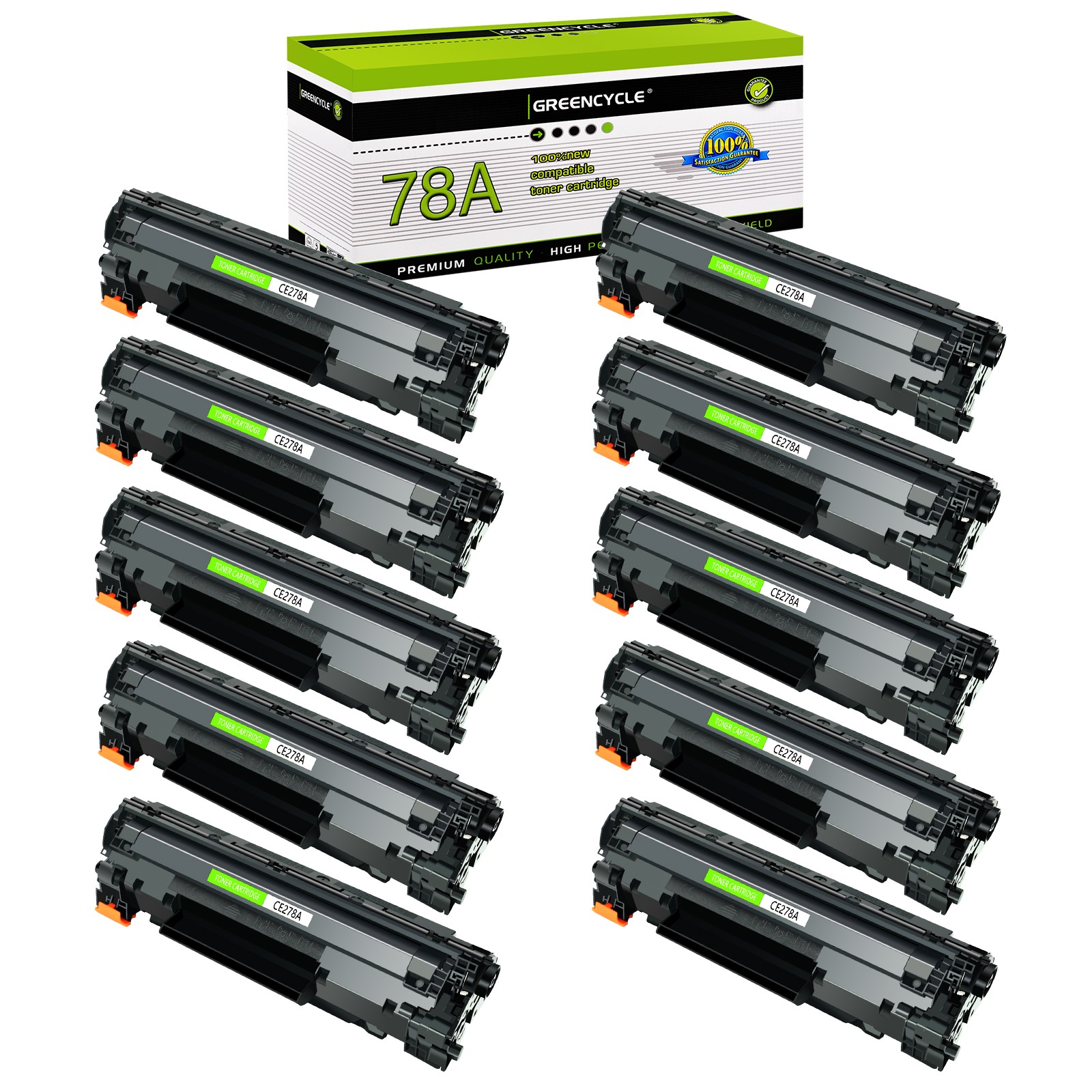 10x GREENCYCLE CE278A 78A Toner for HP LaserJet Pro P1606dn P1566 M1536dnf P1606