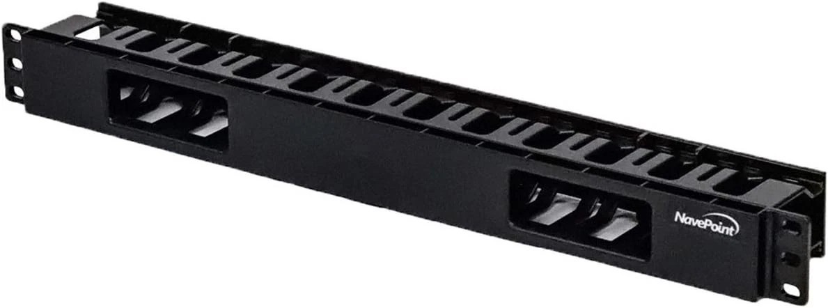 Compact 19-Inch Rack Cable Management Raceways Panel with Cover - Black Finish
