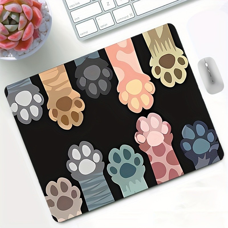 Cartoon Cute Multi-Color Cat Paws Mouse Pad: Cat Lover Office Desktop Accessory