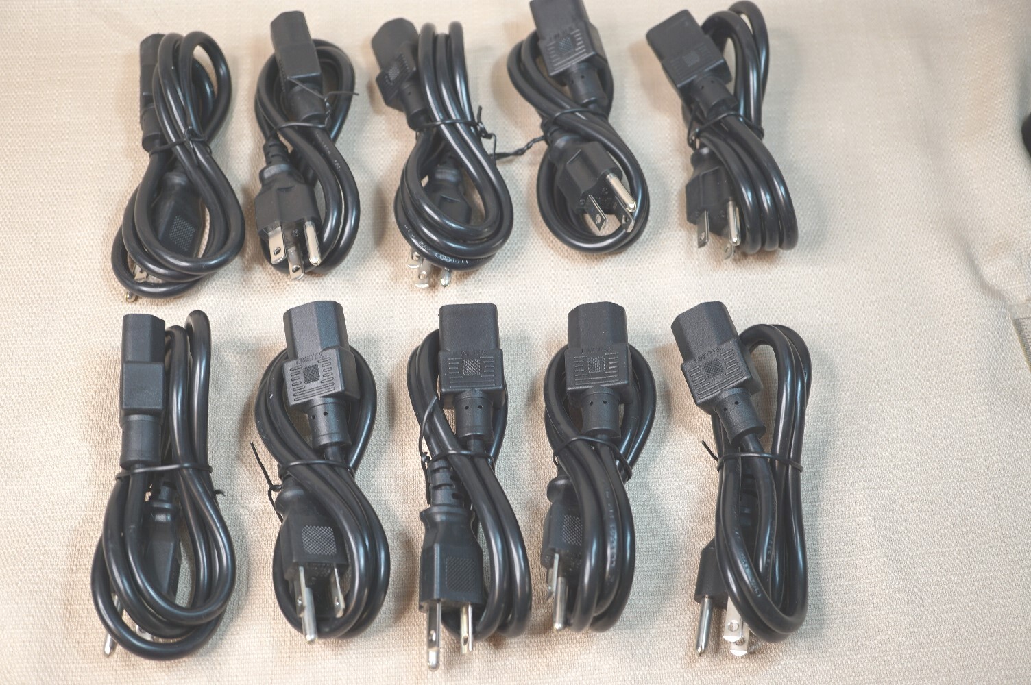 Lot of 10 - AC power cord PC Monitor Printer - 3' Linetek SVT VW-1 10A 18-AWG