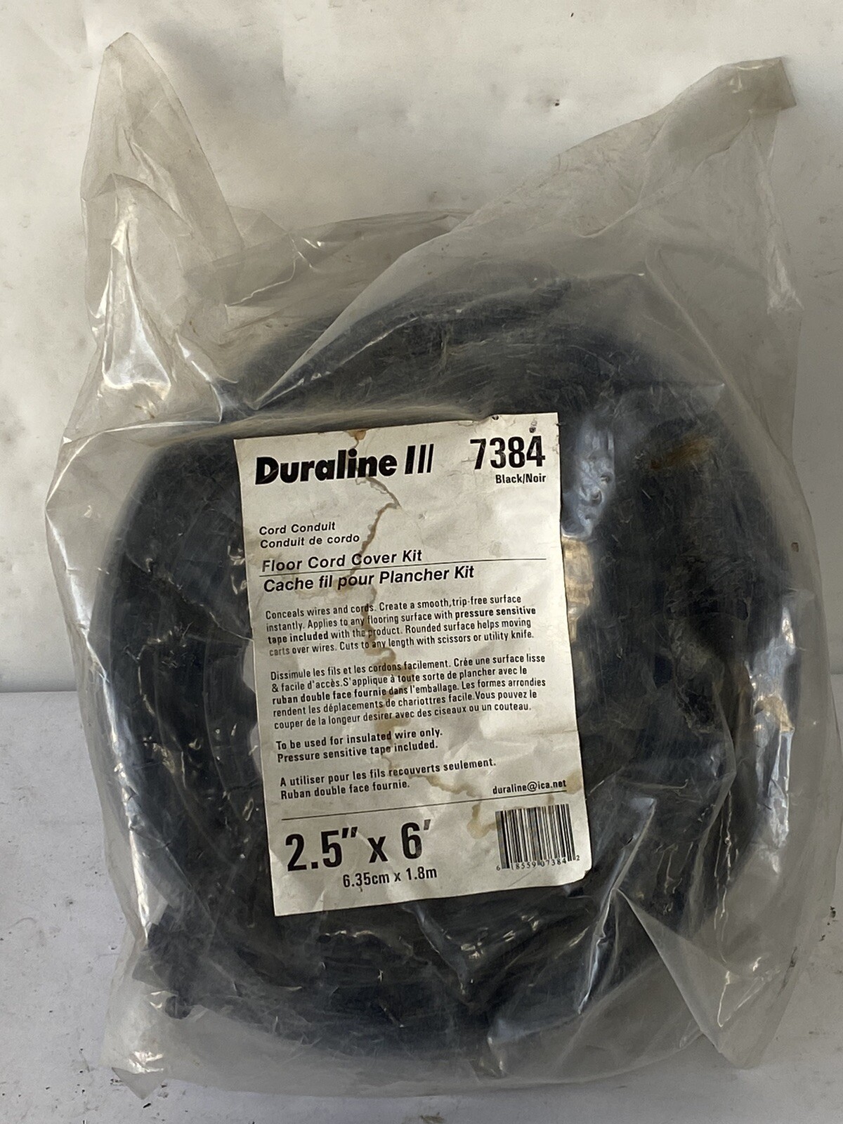 Duraline 7384 Wire Cover Kit for Floor - 2.5", x 6’ Black