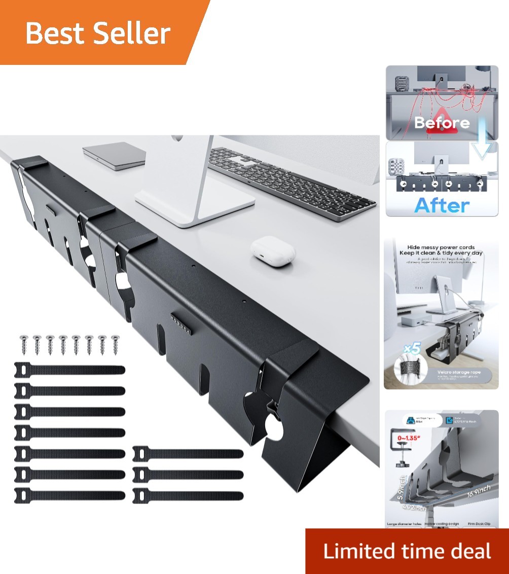 Clamp-On Cable Organizer Tray 17" - Durable Steel, Easy Installation - 2pcs