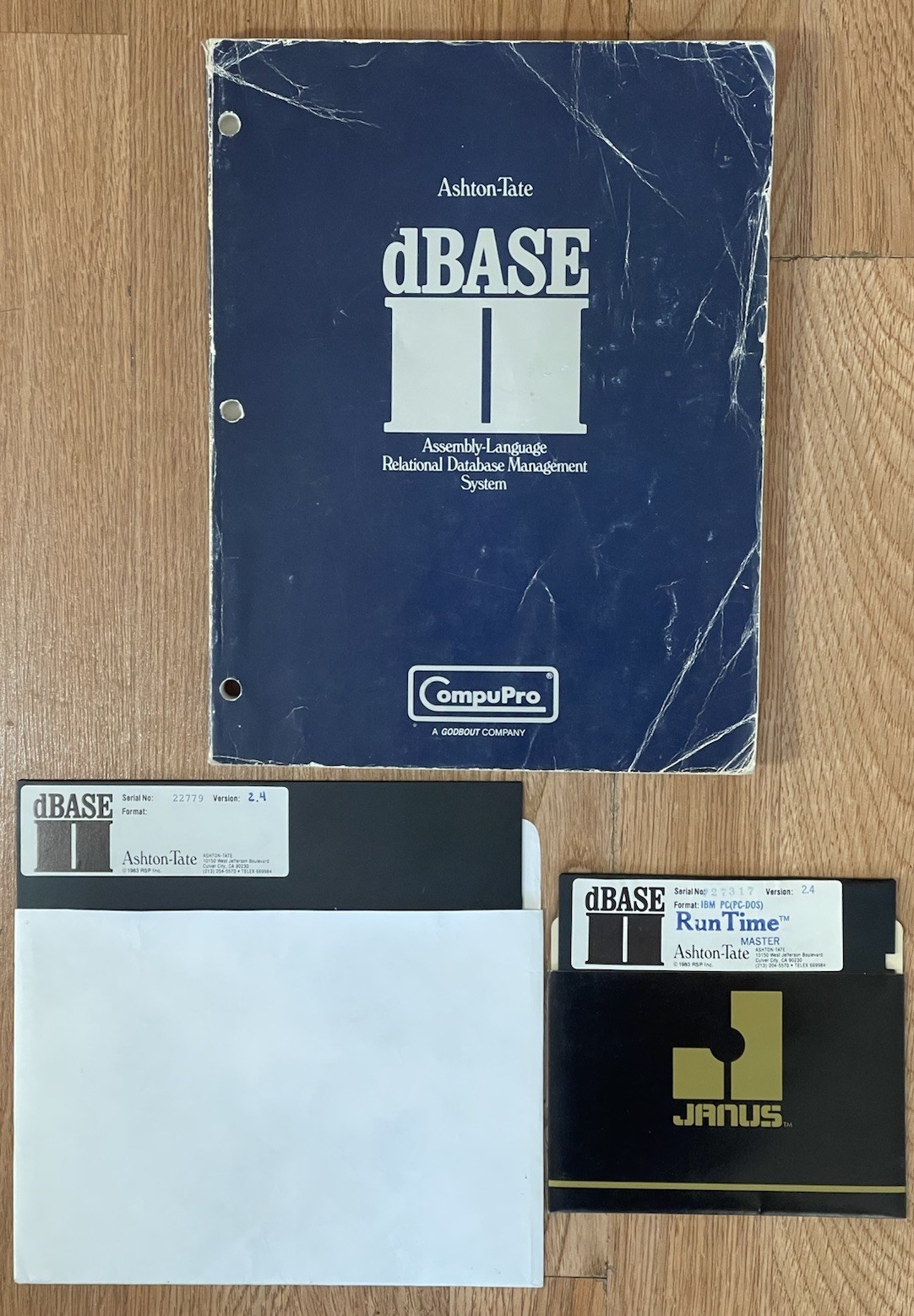 Rare dBase II 1983 Ashton-Tate IBM PC Run Time 2.4 5.5” & 8” Disk Diskette Set